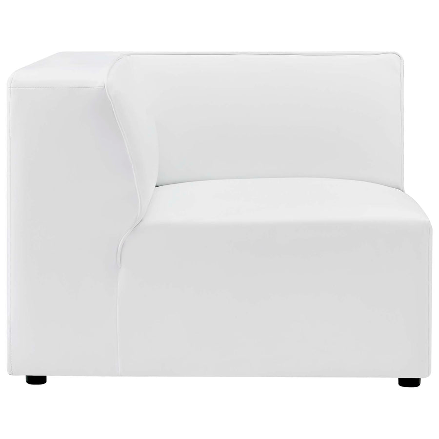 Pike 5-Piece Vegan Leather Sectional Sofa in White