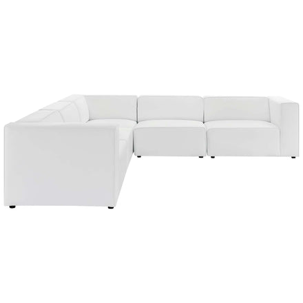 Mingle 5-Piece Vegan Leather Sectional Sofa in White