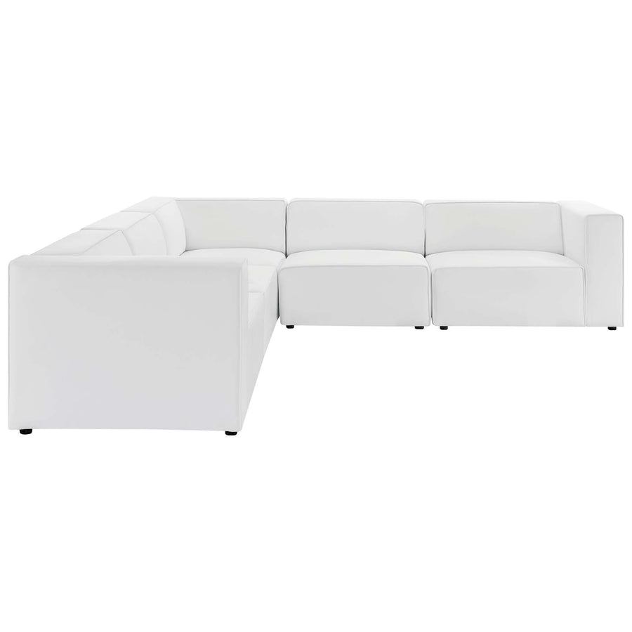Pike 5-Piece Vegan Leather Sectional Sofa in White