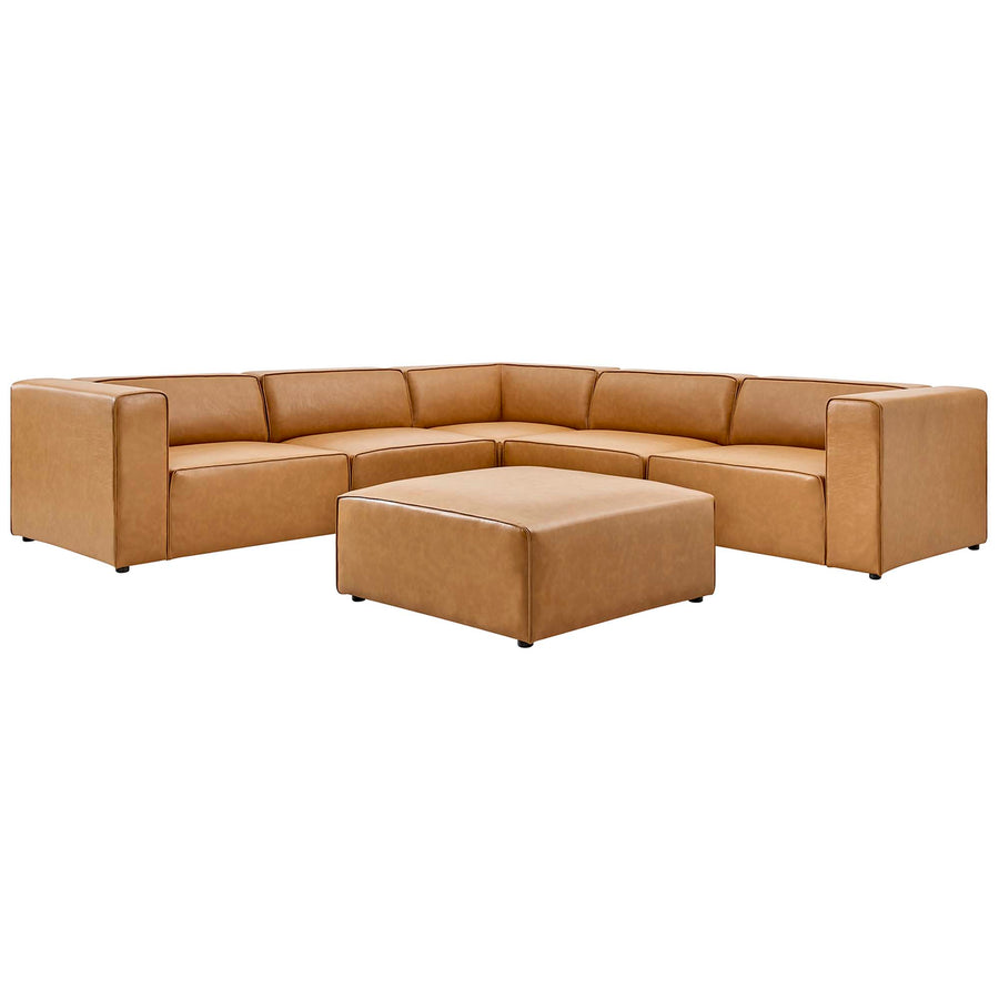 Pike 6-Piece Vegan Leather Furniture Set in Tan