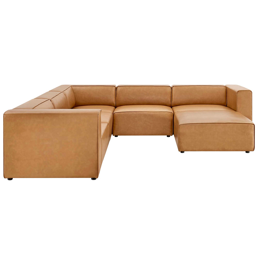 Pike 6-Piece Vegan Leather Furniture Set in Tan