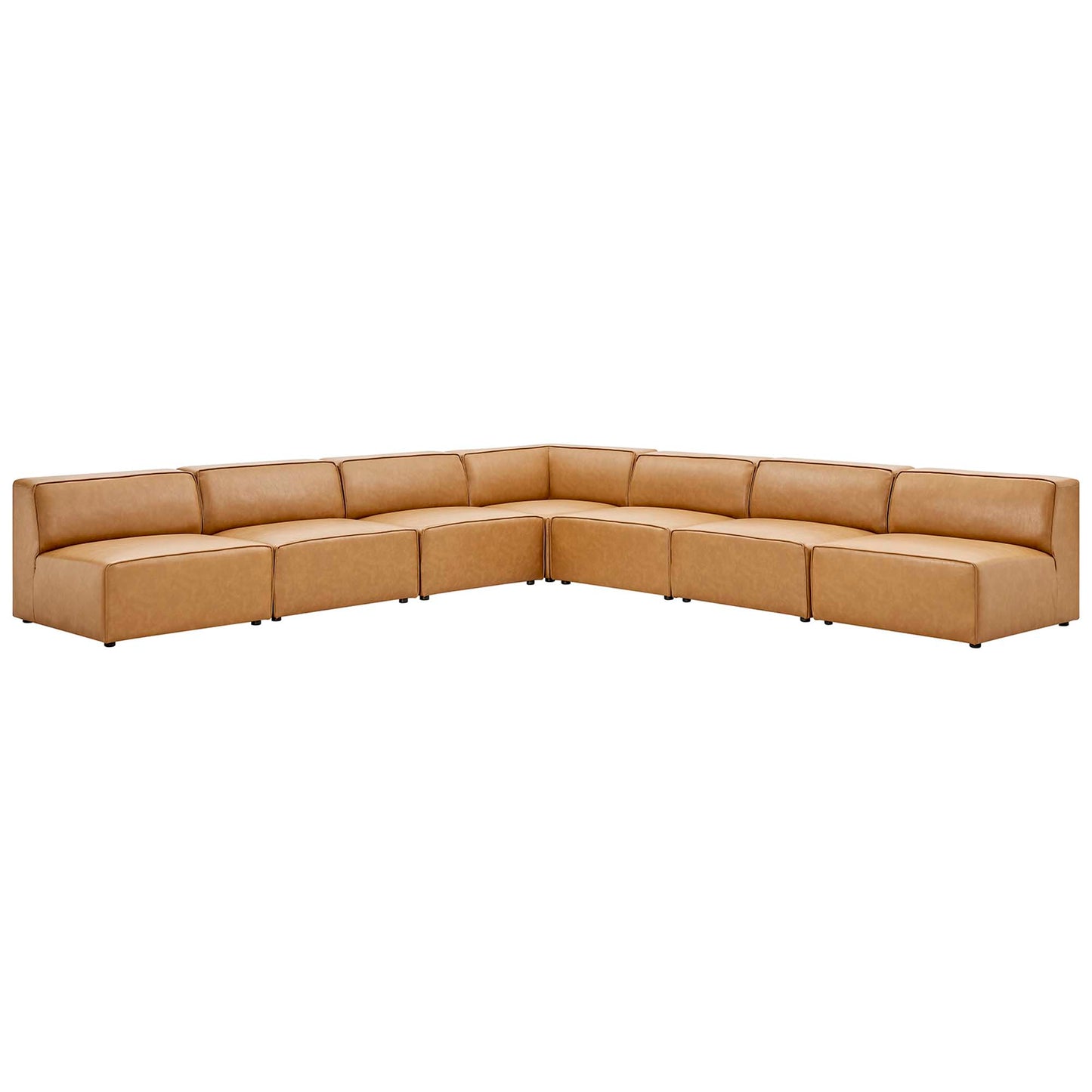 Pike 7-Piece Vegan Leather Sectional Sofa in Tan