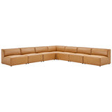 Pike 7-Piece Vegan Leather Sectional Sofa in Tan