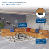 Pike 7-Piece Vegan Leather Sectional Sofa in Tan