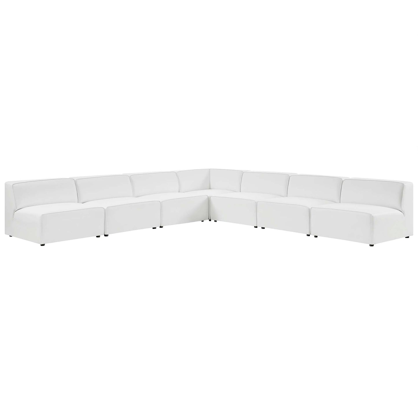 Pike 7-Piece Vegan Leather Sectional Sofa in White
