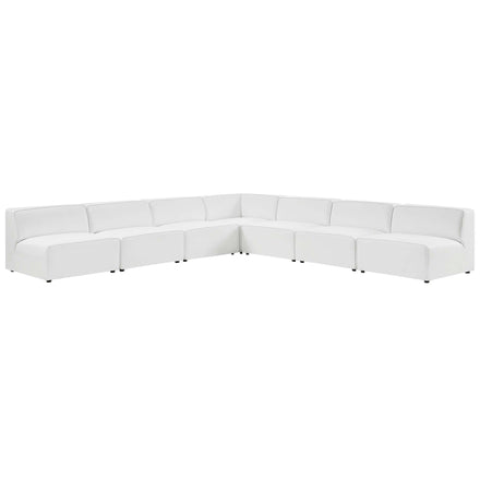 Mingle 7-Piece Vegan Leather Sectional Sofa in White
