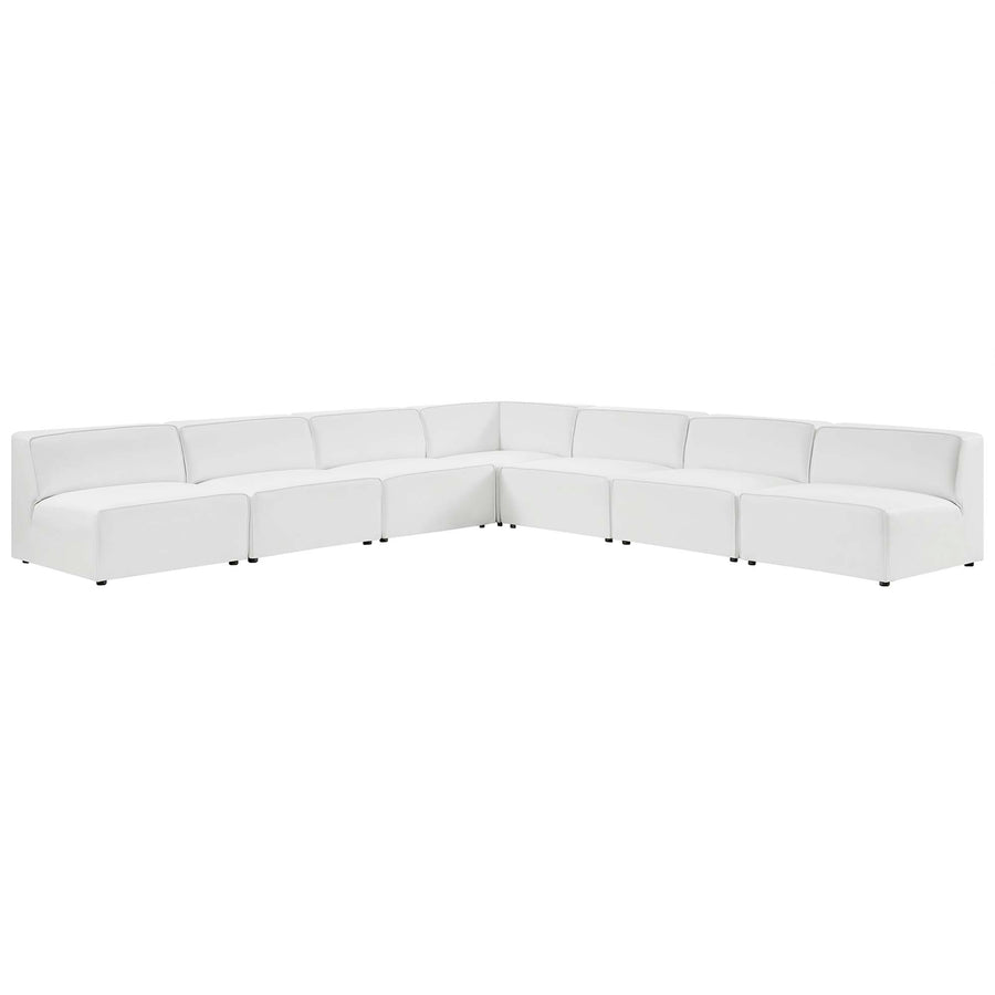 Pike 7-Piece Vegan Leather Sectional Sofa in White