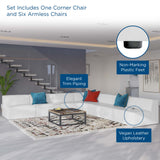 Pike 7-Piece Vegan Leather Sectional Sofa in White