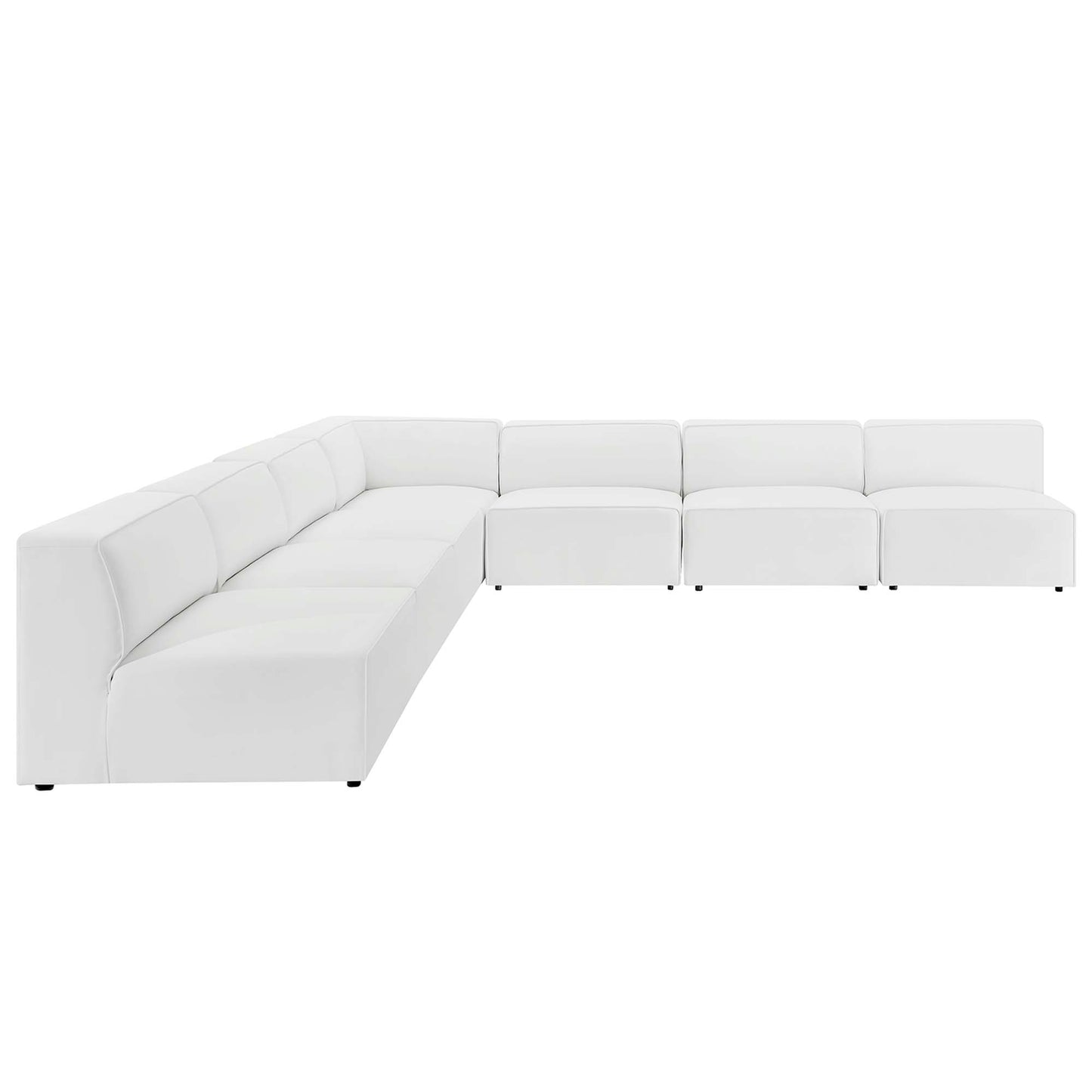 Pike 7-Piece Vegan Leather Sectional Sofa in White