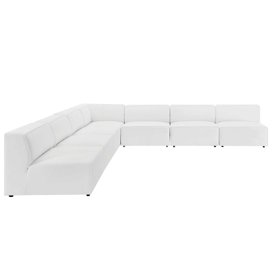 Pike 7-Piece Vegan Leather Sectional Sofa in White