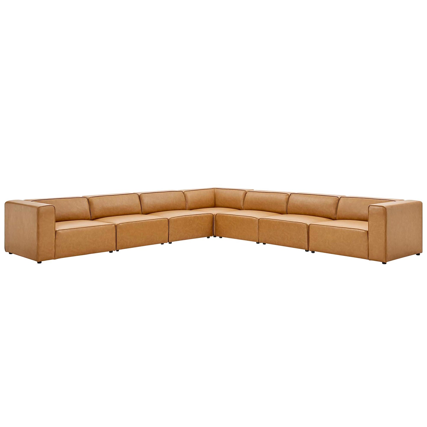 Pike 7-Piece Vegan Leather Sectional Sofa in Tan