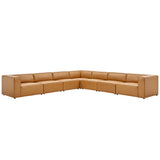 Pike 7-Piece Vegan Leather Sectional Sofa in Tan