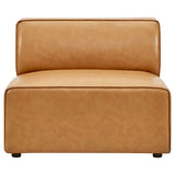 Pike 7-Piece Vegan Leather Sectional Sofa in Tan
