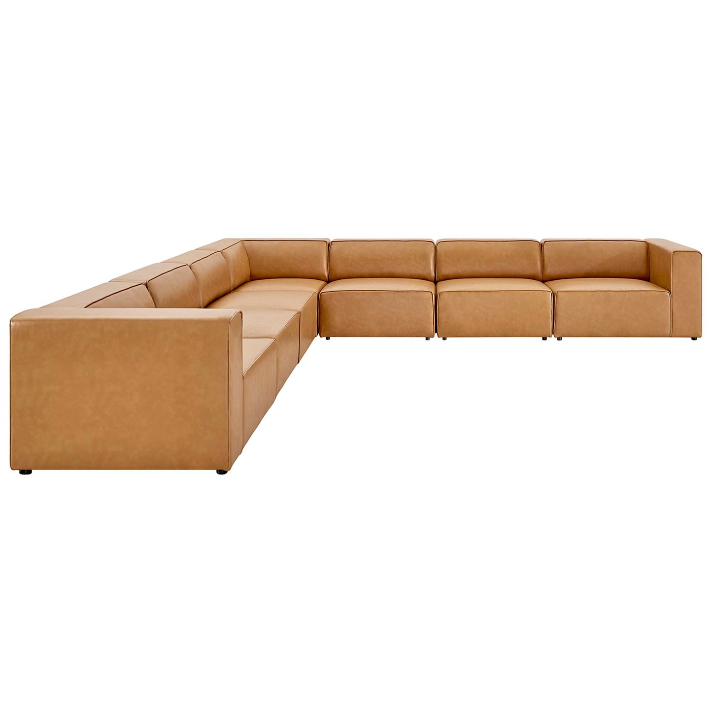 Pike 7-Piece Vegan Leather Sectional Sofa in Tan