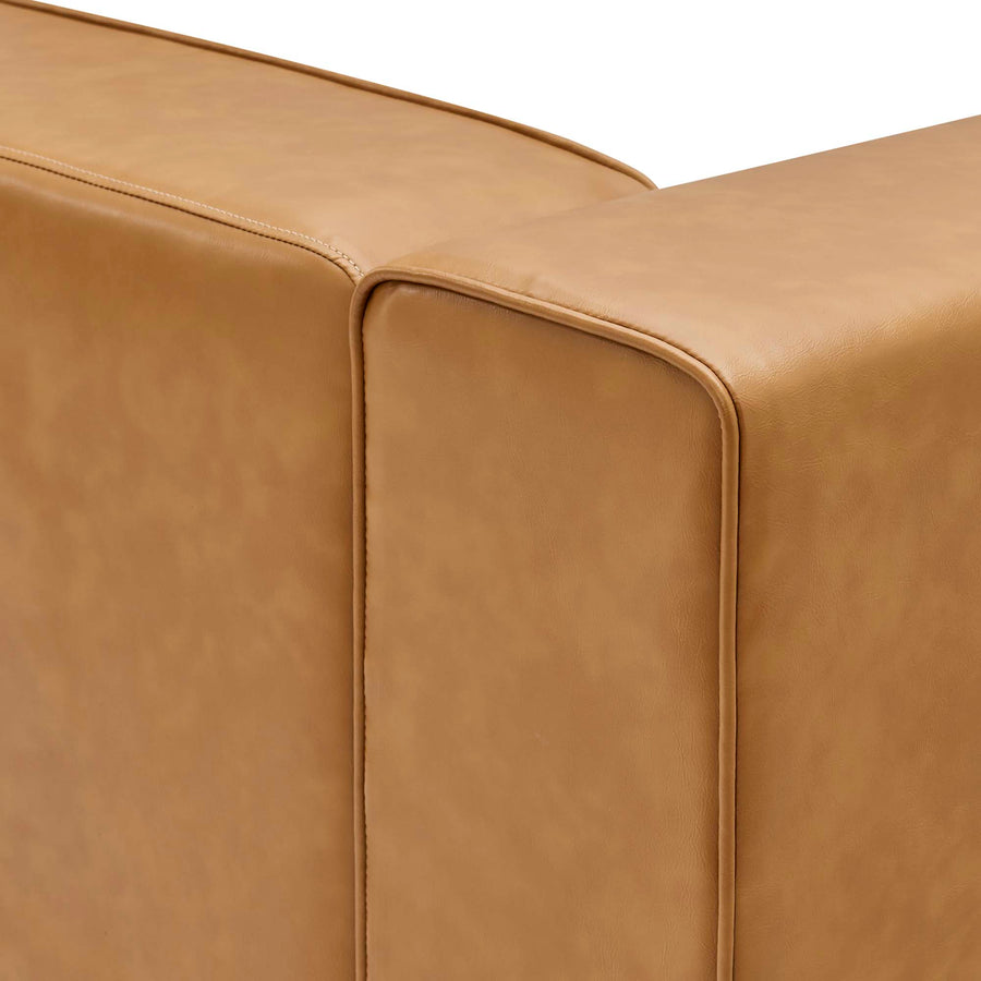 Pike 7-Piece Vegan Leather Sectional Sofa in Tan