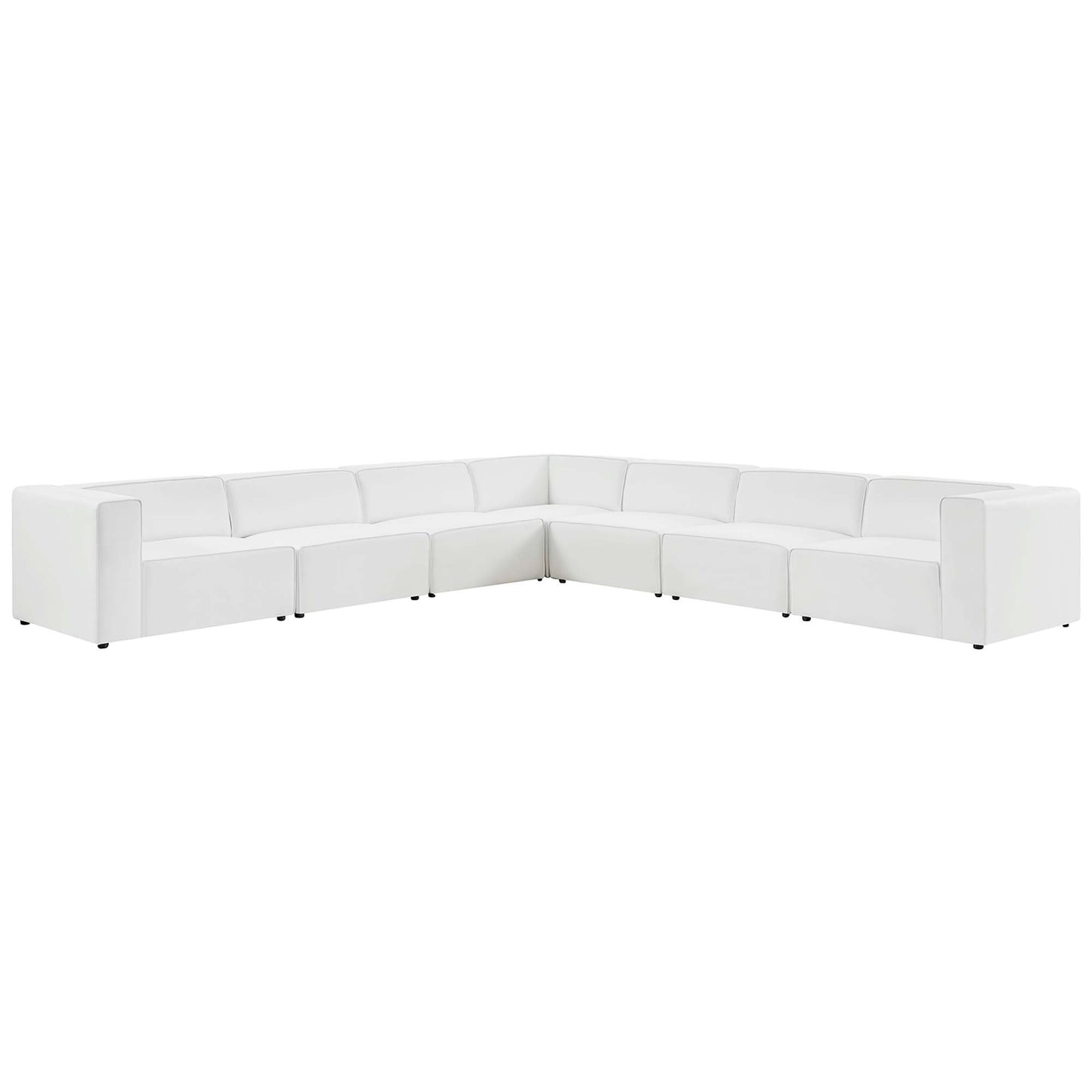 Pike 7-Piece Vegan Leather Sectional Sofa in White