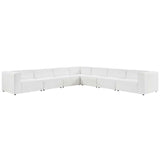 Pike 7-Piece Vegan Leather Sectional Sofa in White