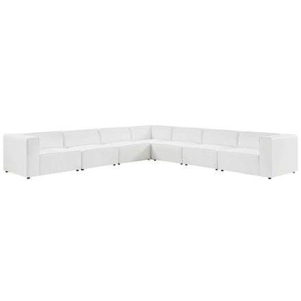 Mingle 7-Piece Vegan Leather Sectional Sofa in White