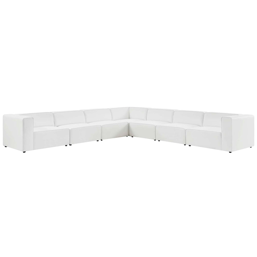 Pike 7-Piece Vegan Leather Sectional Sofa in White