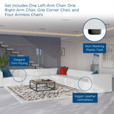 Pike 7-Piece Vegan Leather Sectional Sofa in White
