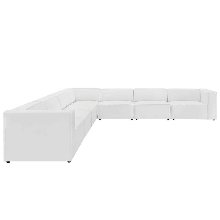 Pike 7-Piece Vegan Leather Sectional Sofa in White