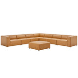 Pike 8-Piece Vegan Leather Sectional Sofa Set in Tan