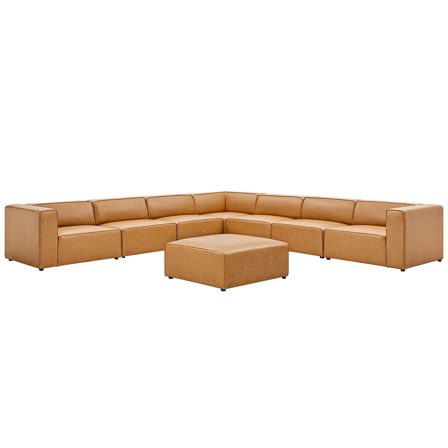 Pike 8-Piece Vegan Leather Sectional Sofa Set in Tan