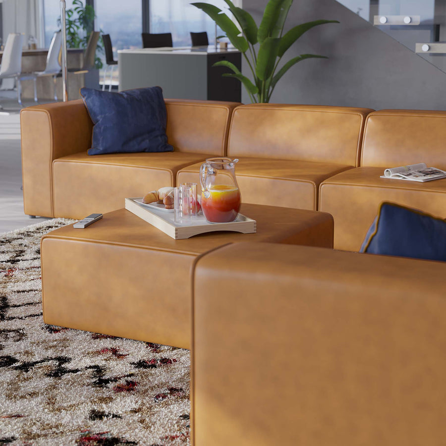 Pike 8-Piece Vegan Leather Sectional Sofa Set in Tan