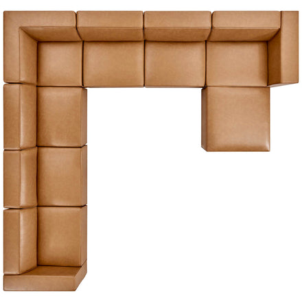 Mingle 8-Piece Vegan Leather Sectional Sofa Set in Tan