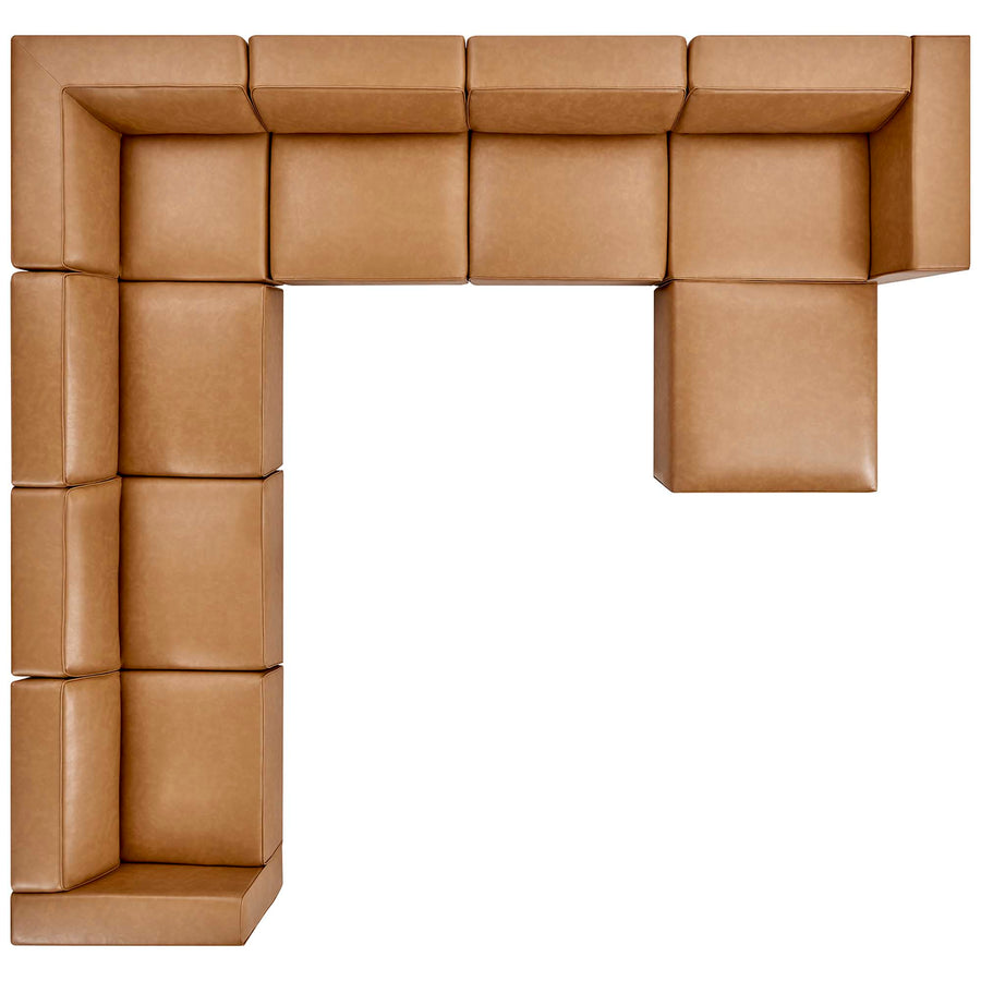 Pike 8-Piece Vegan Leather Sectional Sofa Set in Tan