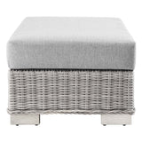 Harlow Outdoor Patio Wicker Rattan Ottoman in Light Gray Gray