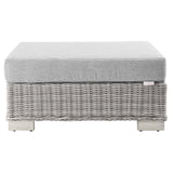 Harlow Outdoor Patio Wicker Rattan Ottoman in Light Gray Gray