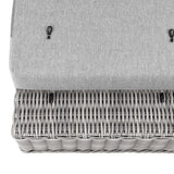 Harlow Outdoor Patio Wicker Rattan Ottoman in Light Gray Gray