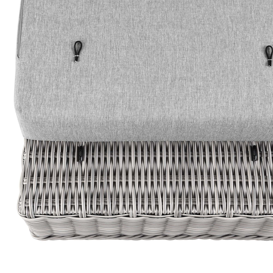 Harlow Outdoor Patio Wicker Rattan Ottoman in Light Gray Gray