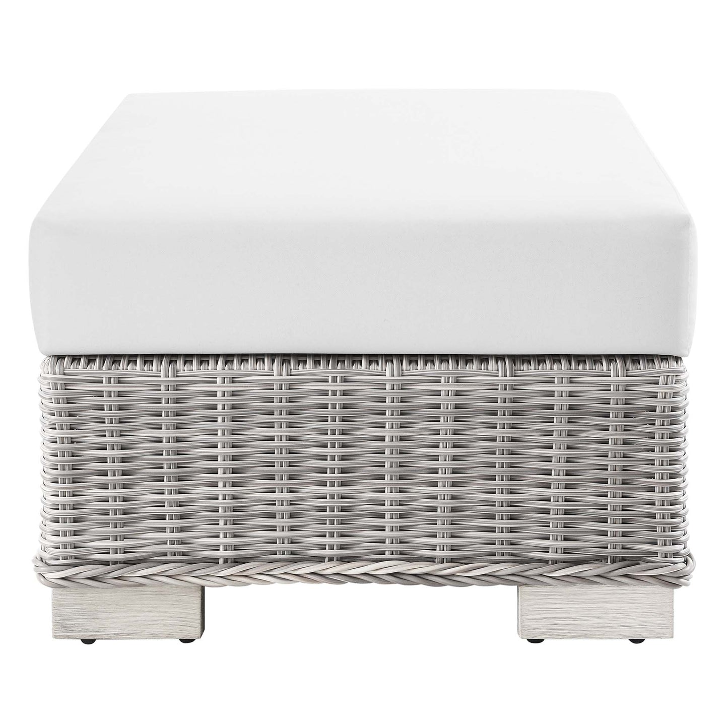 Conway Outdoor Patio Wicker Rattan Ottoman by Furniture For America
