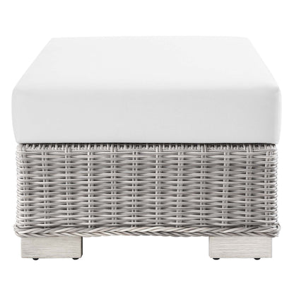 Conway Outdoor Patio Wicker Rattan Ottoman by Furniture For America