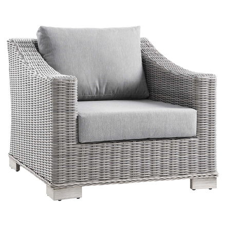 Conway Outdoor Patio Wicker Rattan Armchair in Light Gray Gray