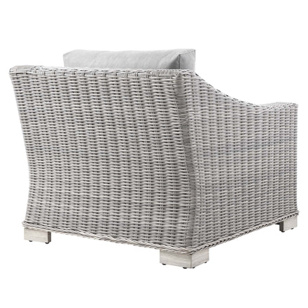 Conway Outdoor Patio Wicker Rattan Armchair in Light Gray Gray