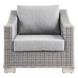 Harlow Outdoor Patio Wicker Rattan Armchair in Light Gray Gray