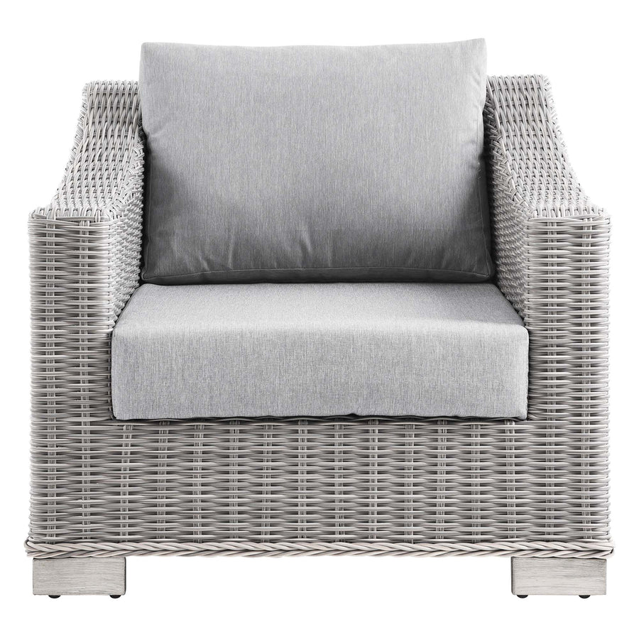 Harlow Outdoor Patio Wicker Rattan Armchair in Light Gray Gray