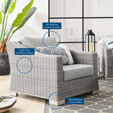 Harlow Outdoor Patio Wicker Rattan Armchair in Light Gray Gray