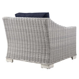Harlow Outdoor Patio Wicker Rattan Armchair in Light Gray Navy