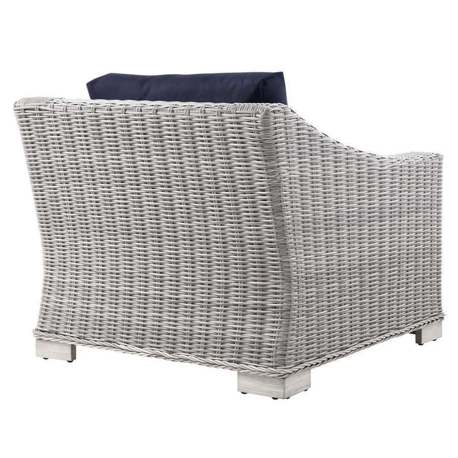 Harlow Outdoor Patio Wicker Rattan Armchair in Light Gray Navy