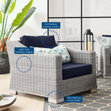 Harlow Outdoor Patio Wicker Rattan Armchair in Light Gray Navy