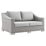 Harlow Outdoor Patio Wicker Rattan Loveseat in Light Gray Gray
