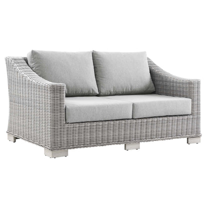 Conway Outdoor Patio Wicker Rattan Loveseat by Furniture for America