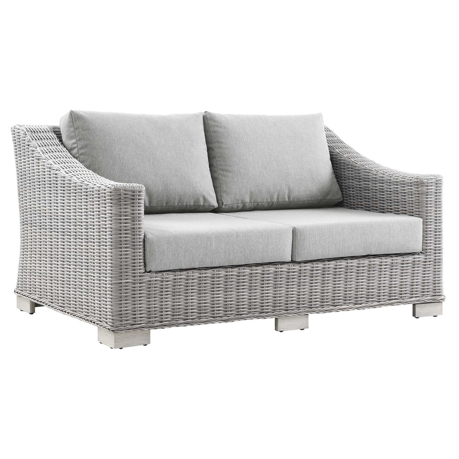Harlow Outdoor Patio Wicker Rattan Loveseat in Light Gray Gray