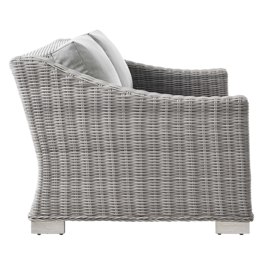 Harlow Outdoor Patio Wicker Rattan Loveseat in Light Gray Gray