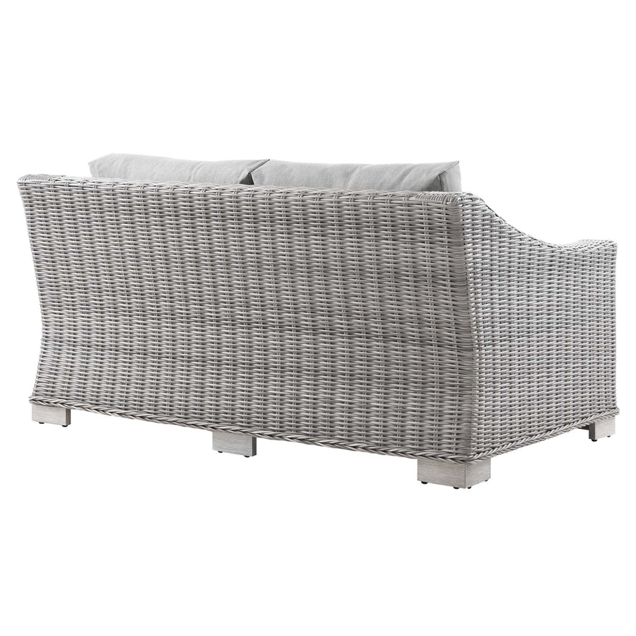 Harlow Outdoor Patio Wicker Rattan Loveseat in Light Gray Gray