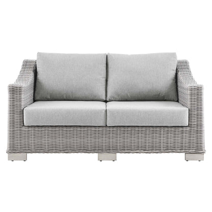 Conway Outdoor Patio Wicker Rattan Loveseat by Furniture for America